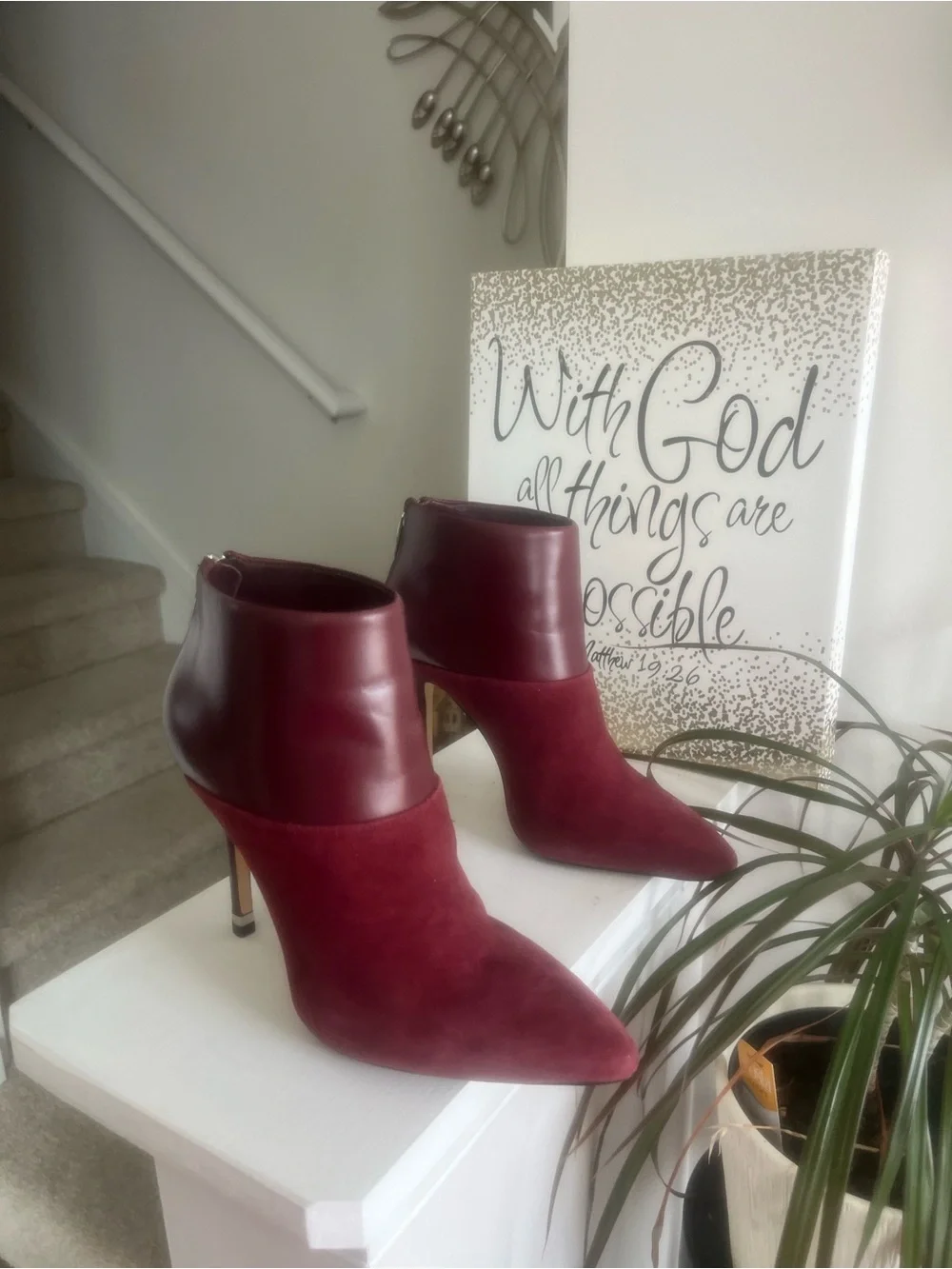 Michael Kors Burgundy Pointed-Toe Ankle Booties